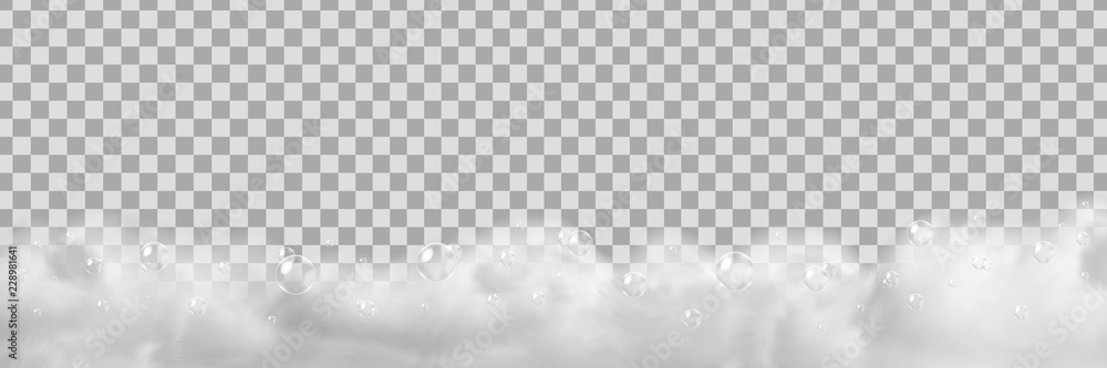 Vector realistic isolated soap foam for decoration and covering on the transparent background. - obrazy, fototapety, plakaty 