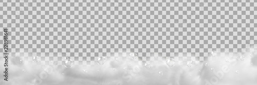 Vector realistic isolated soap foam for decoration and covering on the transparent background.
