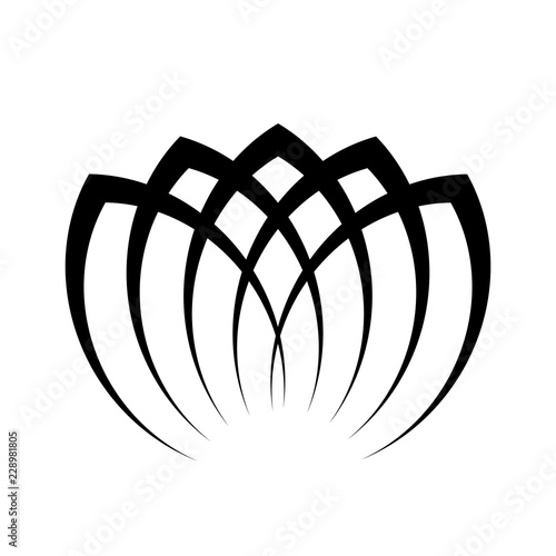 Lotus icon - wellness beauty and spa theme. Simple flat black vector illustration on white background