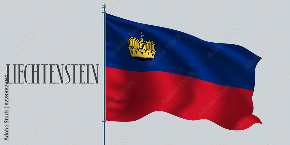 Liechtenstein waving flag on flagpole vector illustration Liechtenstein waving flag on flagpole vector illustration
