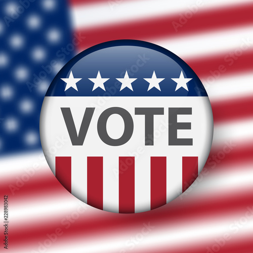 United States elections. US midterm elections 2018: the race for Congress. Election Pin Button, Badge.