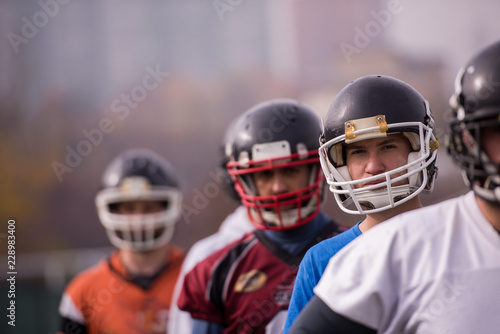 portrait of young american football team