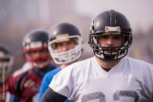 portrait of young american football team