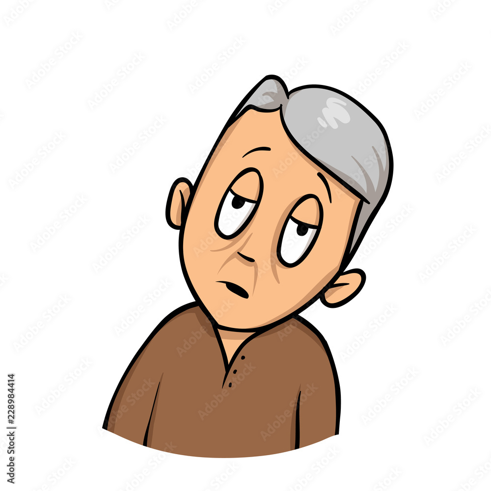 Senior citizen feeling tired or weak. Flat design icon. Colorful flat vector illustration. Isolated on white background. Senior citizen feeling tired or weak. Flat design icon. Colorful flat vector illustration. Isolated on white background.
