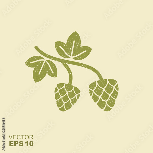 Hop icon isolated in flat style with scuffed effect. Vector illustration.