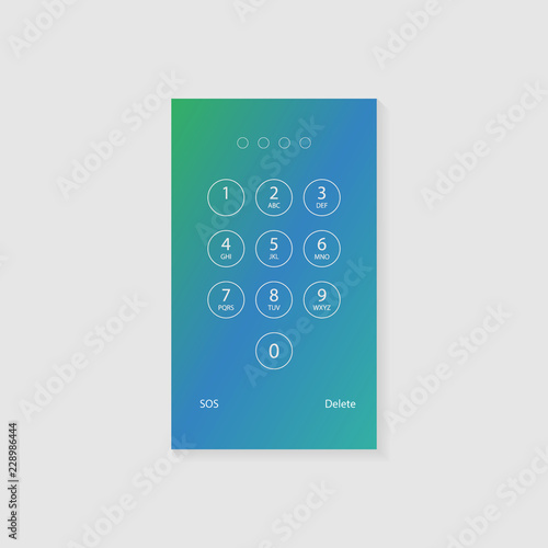 Screen lock password background template. Vector smartphone ID recognition screenlock password or lockscreen passcode access authentication photo