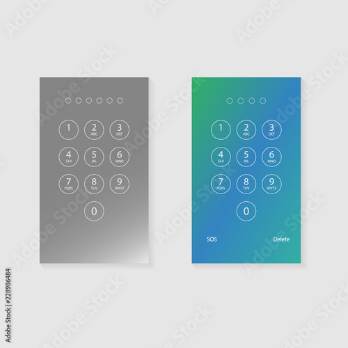 Screen lock password background template. Vector smartphone ID recognition screenlock password or lockscreen passcode access authentication
