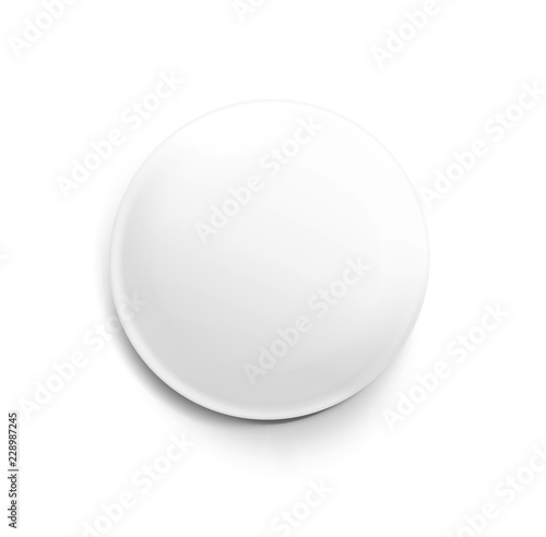 Universal mockup of white badge. Vector realistic illustration on white background, ready and simple to use for your design. The mock-up will make the presentation look as realistic as possible. EPS10