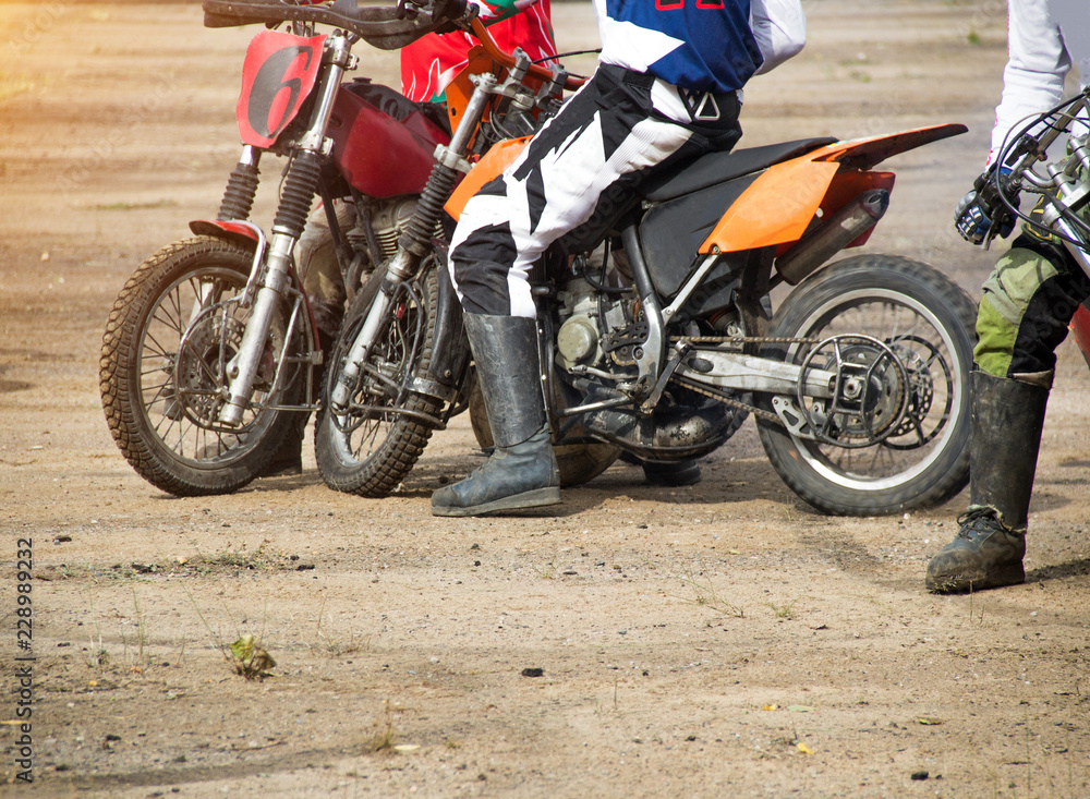 Competitions on motoball, players are furiously fighting for the ball, playing football on motorcycles, motor bicycle Competitions on motoball, players are furiously fighting for the ball, playing football on motorcycles, motor bicycle