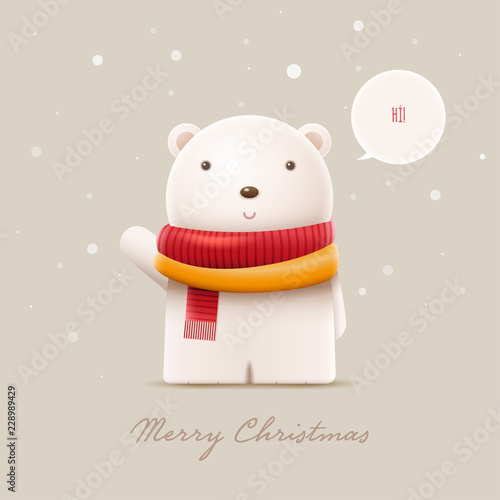 Cute polar bear vector character illustration.