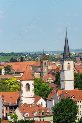 Blick von der Zitadelle Petersberg auf das Stadtzentrum von Erfurt, Thüringen