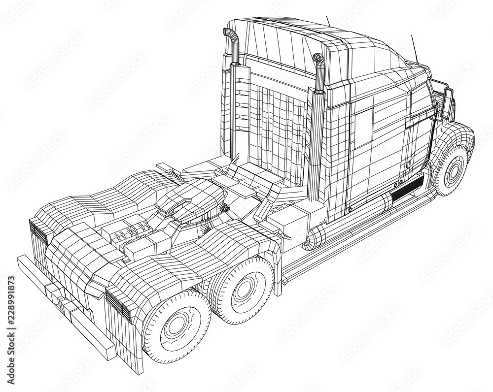 Commercial Delivery. Tracing illustration of 3d. EPS 10 vector format isolated on white