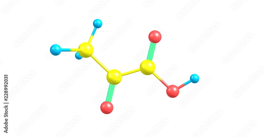 Pyruvic acid molecular structure isolated on white Pyruvic acid molecular structure isolated on white