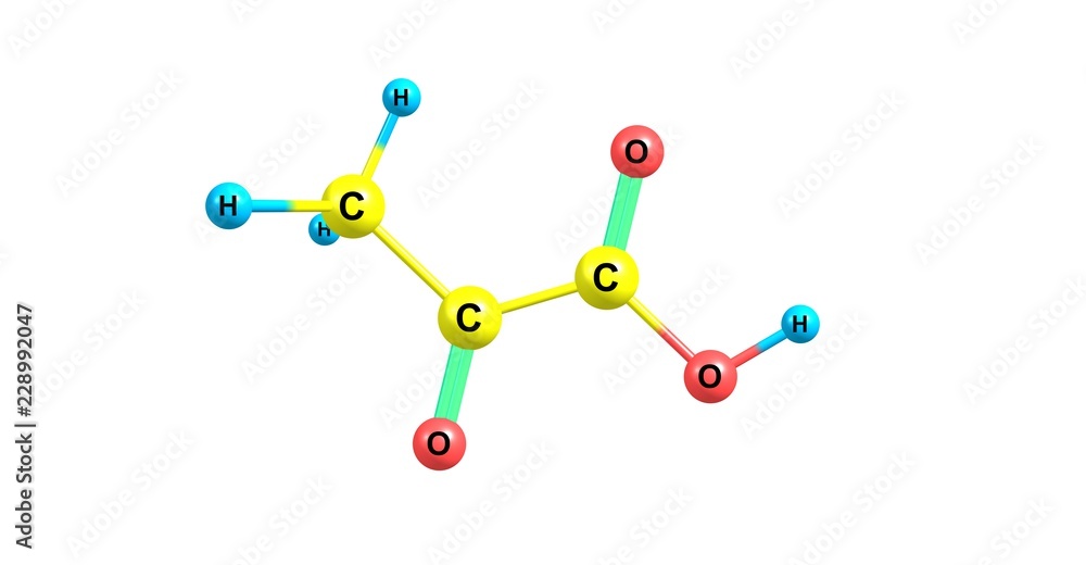 Pyruvic acid molecular structure isolated on white Pyruvic acid molecular structure isolated on white