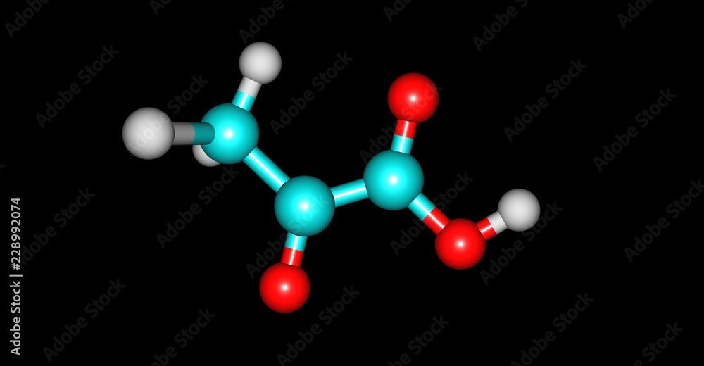 Pyruvic acid molecular structure isolated on black Pyruvic acid molecular structure isolated on black