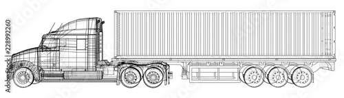 Cargo vehicle. Wire-frame. EPS10 format. Vector created of 3d