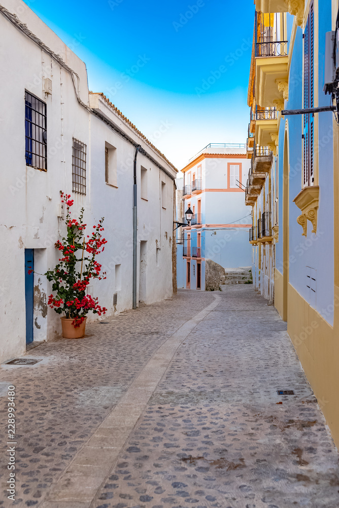 Ibiza, typical pedestrian street of Eivissa city
