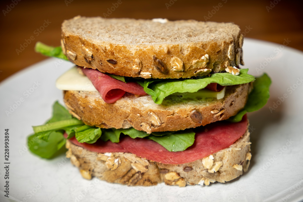Homemade Ham Sandwich With Rocket Leaves Homemade Ham Sandwich With Rocket Leaves