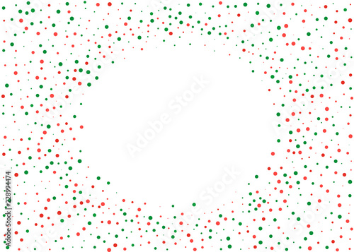 Festival pattern with color round glitter, confetti. Random, chaotic polka dot. Christmas color red and green