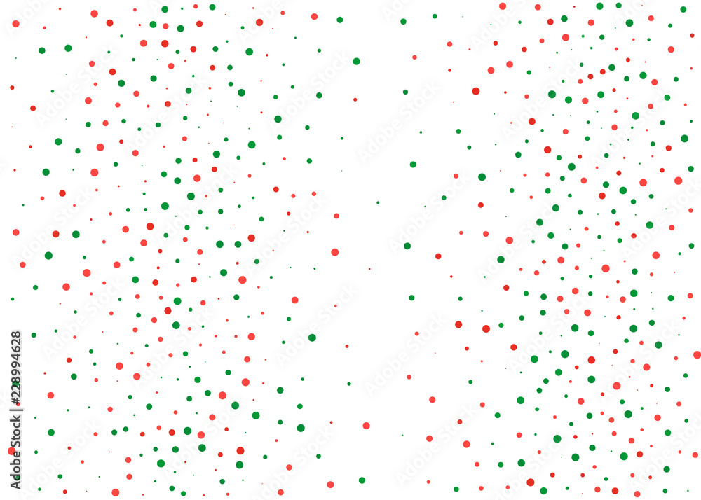 Festival pattern with color round glitter, confetti. Random, chaotic polka dot. Christmas color red and green