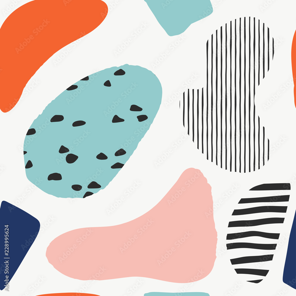 Trendy vector seamless pattern with abstract forms. Trendy vector seamless pattern with abstract forms.