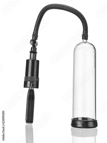 Transparent penis pump on a white background