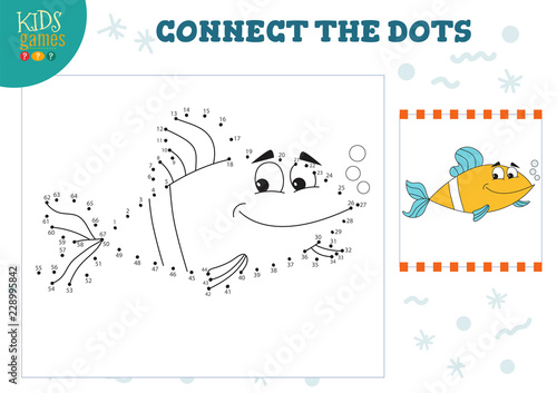Connect the dots kids game vector illustration