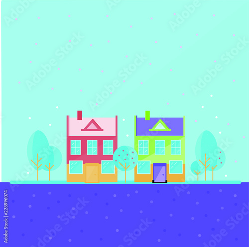 Colorful houses. Magical small town vector illustration