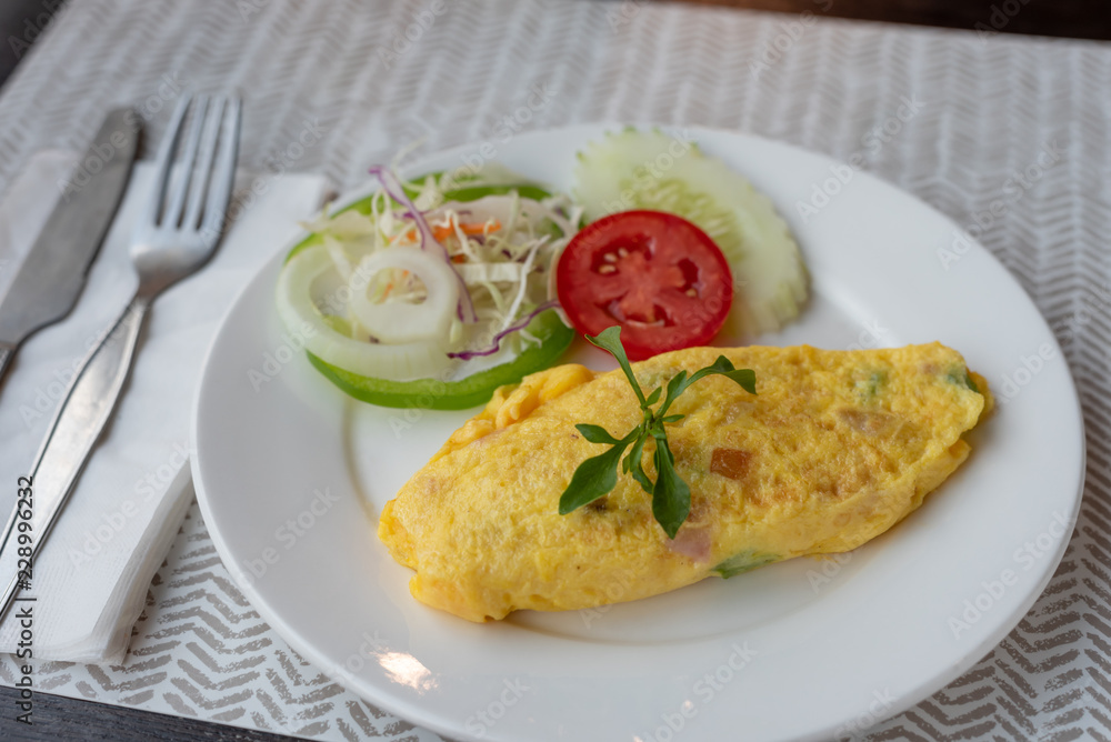 Omelet and vegetable