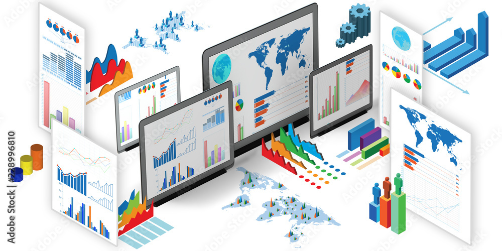 Business charts and infographics - 3d rendering Business charts and infographics - 3d rendering