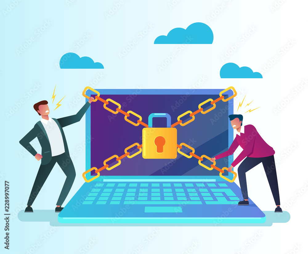 Hackers man characters trying to hack privacy laptop pc personal data  information. Data protection online login password concept. Vector flat  cartoon graphic design isolated illustration Stock Vector | Adobe Stock