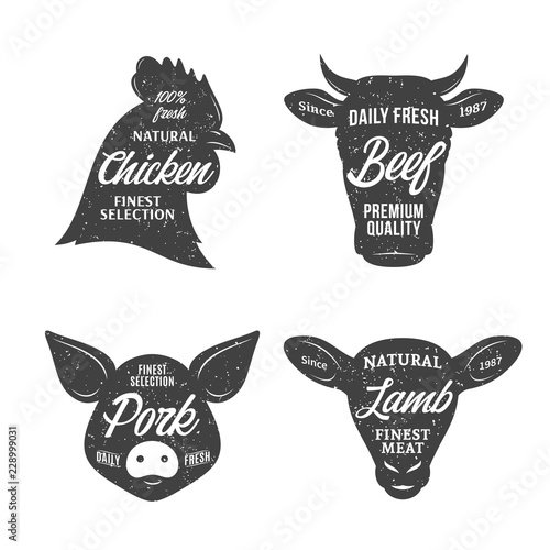 Butchery logo templates. Farm animal icons