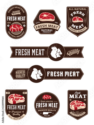 Meat store and butchery logo and labels
