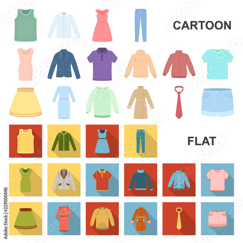 Different kinds of clothes cartoon icons in set collection for design. Clothes and style vector symbol stock web illustration.