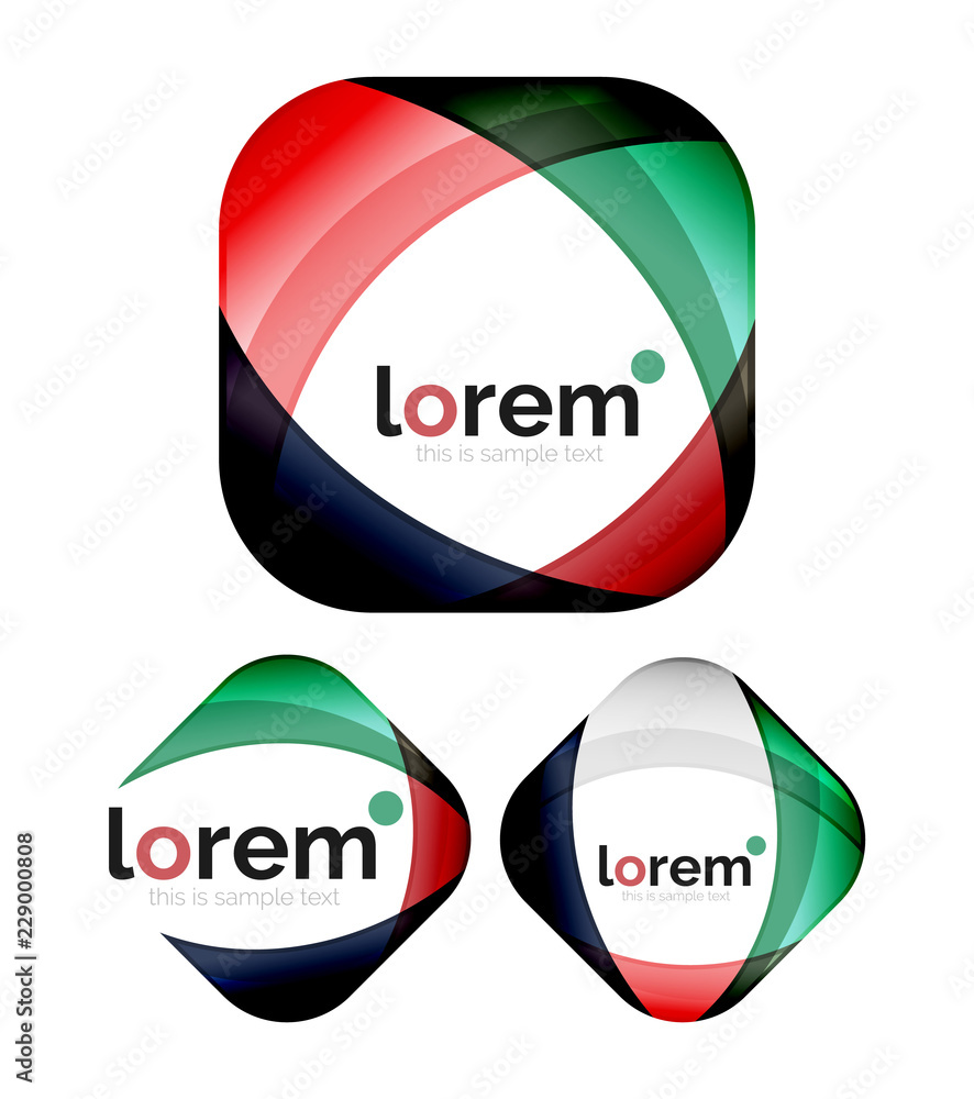 Set of geometric convergence vector icons Set of geometric convergence vector icons