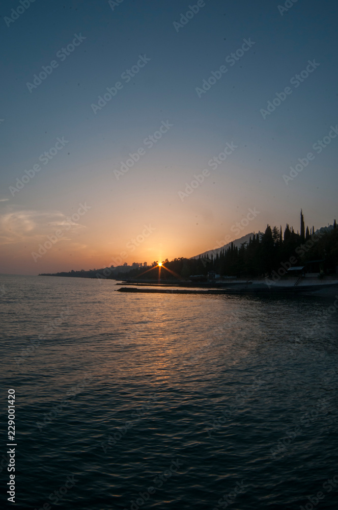 Sunset over the Black Sea. Abkhazia. new afon