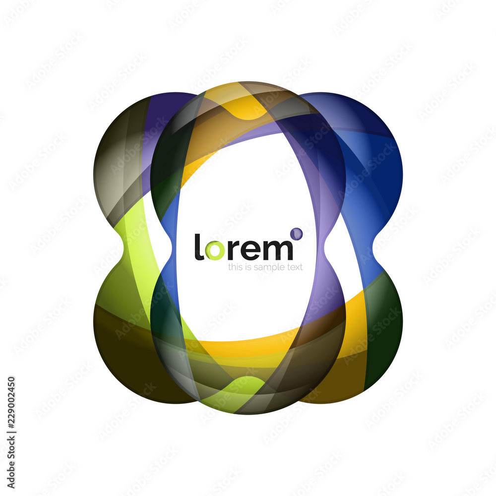 Fototapeta premium Abstract geometric logo design, overlapping shapes