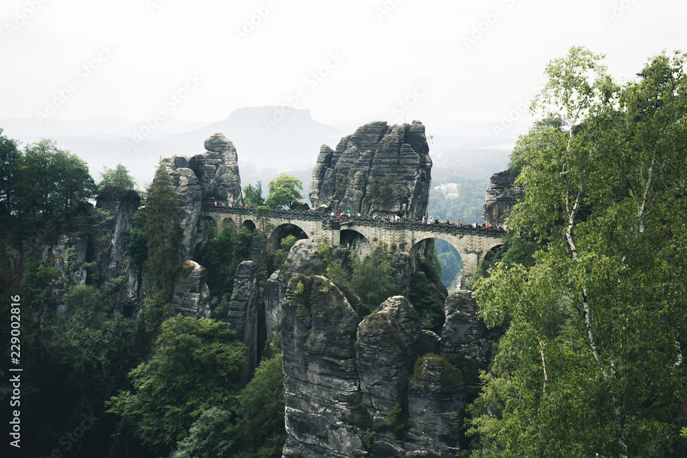 Bastei Bridge in Saxon Switzerland National Park, Saxony, Germany Bastei Bridge in Saxon Switzerland National Park, Saxony, Germany
