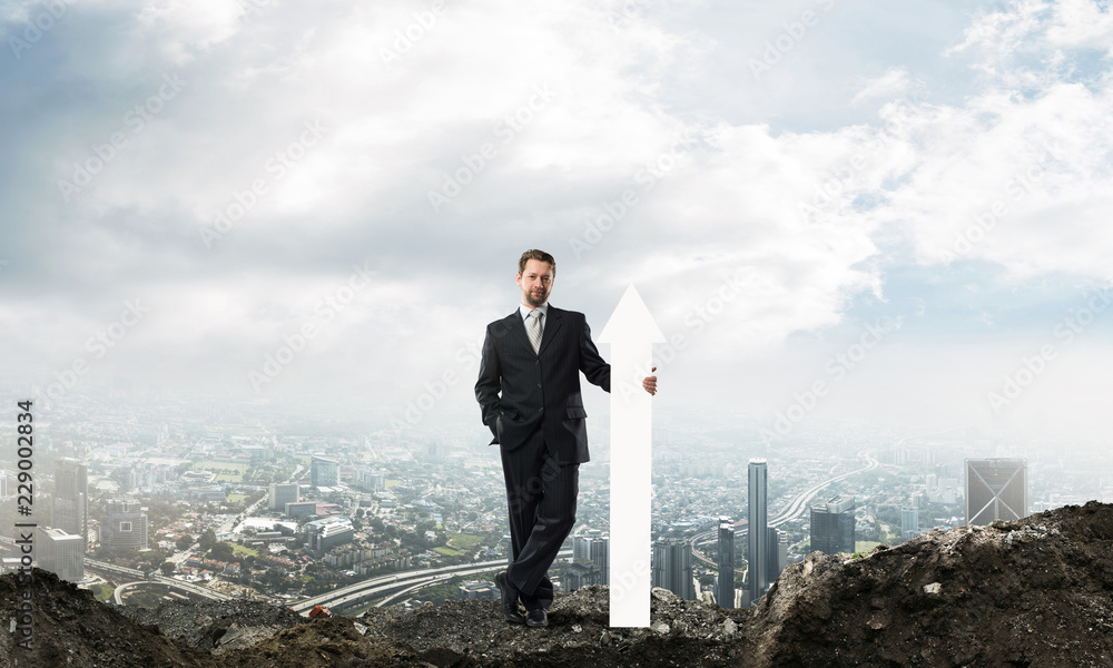 Business conceptual image of businessman in ruins