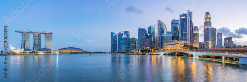 Canvas Print Singapore financial district skyline at Marina bay on twilight time, Singapore city, South east asia