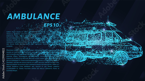 Ambulance car, medical service. Emergency medical service vehicle. Hospital transport.