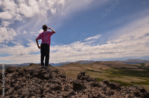 saludando al volcan lanin argentina  photo