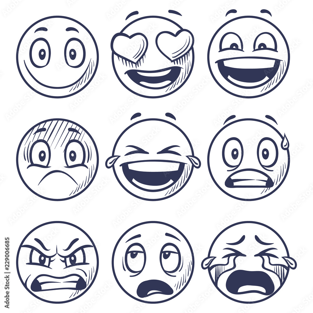 Different Emotions Smiley Faces
