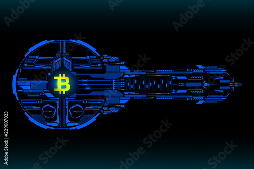HUD Futuristic Bitcoin Technology Interface Elements Panel Vector. Abstract Cryptocurrency Progress Dashboard Illustration.