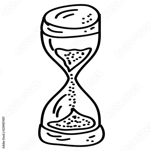 Doodle cartoon hourglass on a white background