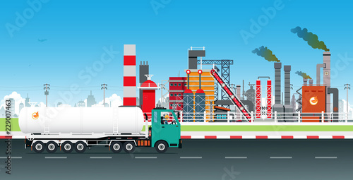 Oil Truck Driver with Refinery as a Backdrop