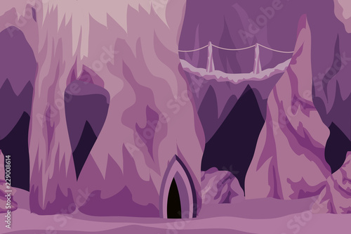 Underground cave landscape background for cartoon or game asset