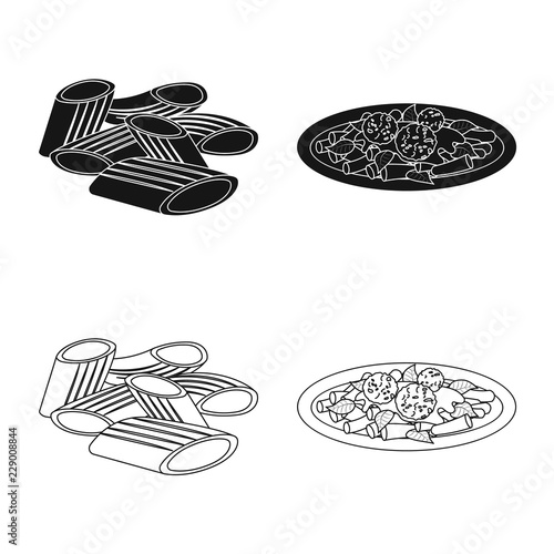 Vector illustration of pasta and carbohydrate symbol. Collection of pasta and macaroni stock symbol for web.