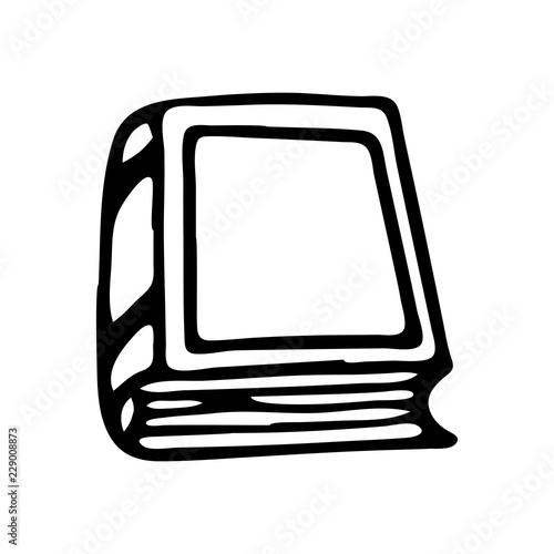 Handdrawn book doodle icon. Hand drawn black sketch. Sign symbol. Decoration element. White background. Isolated. Flat design. Vector illustration