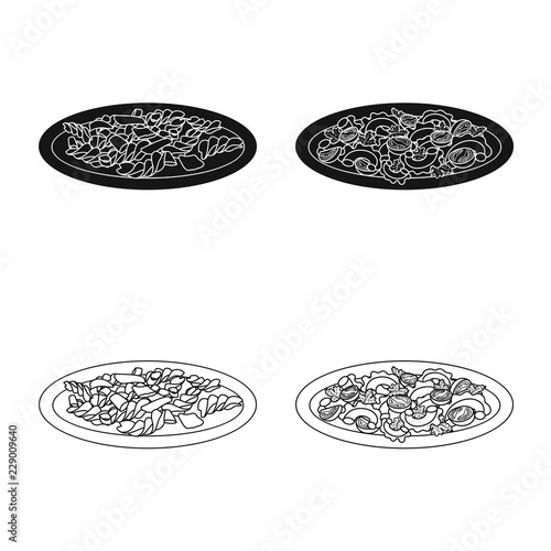 Isolated object of pasta and carbohydrate icon. Collection of pasta and macaroni vector icon for stock.